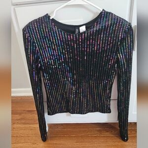 H&M Multicolor Sequined Black Top